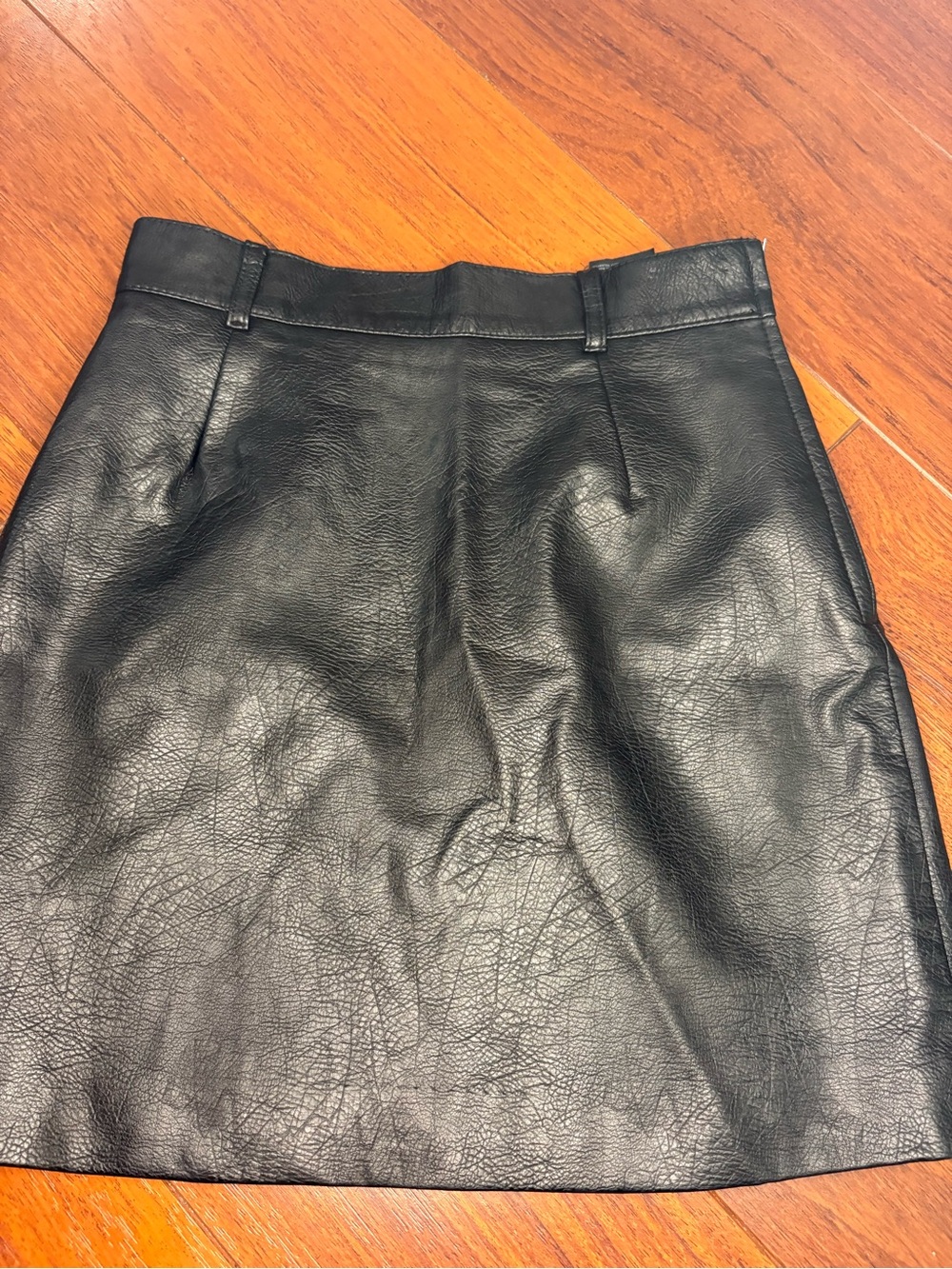 H&M Divided Black Faux Leather Mini Skirt High Waist Size 2 XS Chic